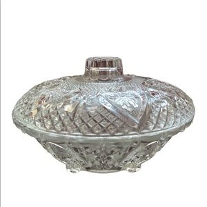 Vintage KIG  Malaysia Clear Pressed  Glass Lidded Candy Dish